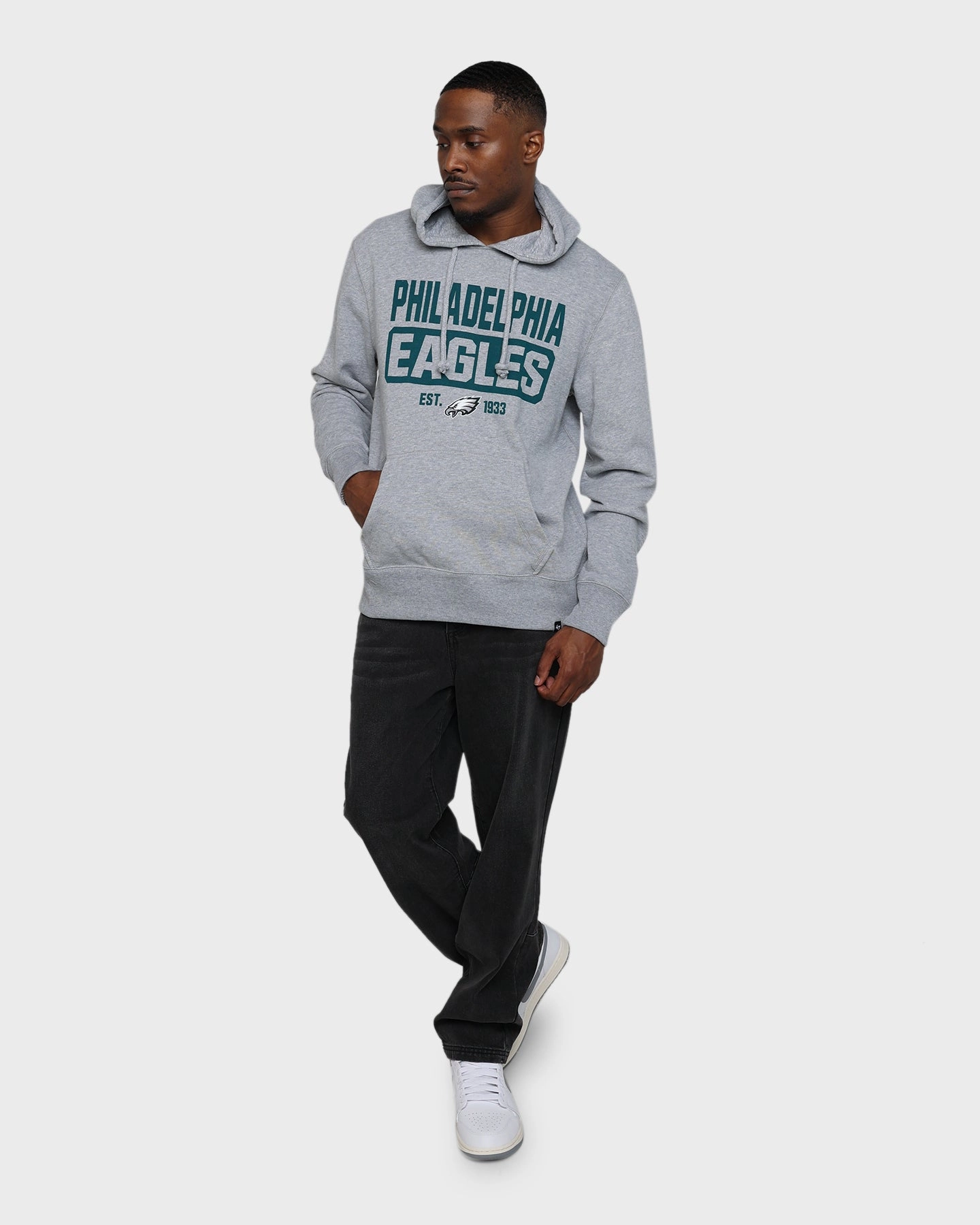 47 Brand Philadelphia Eagles Box Out Headline Hoodie Slate Grey
