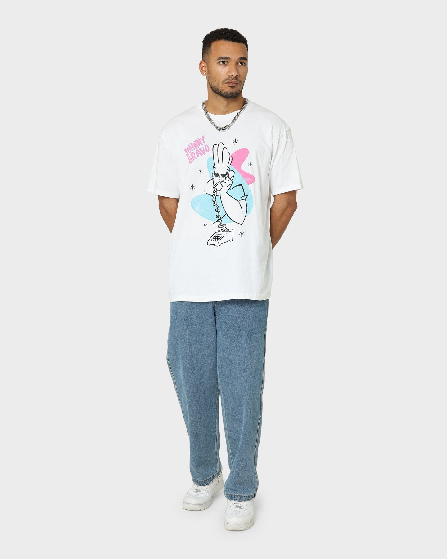 American Thrift X Johnny Bravo Dial-A-Hunk T-Shirt White