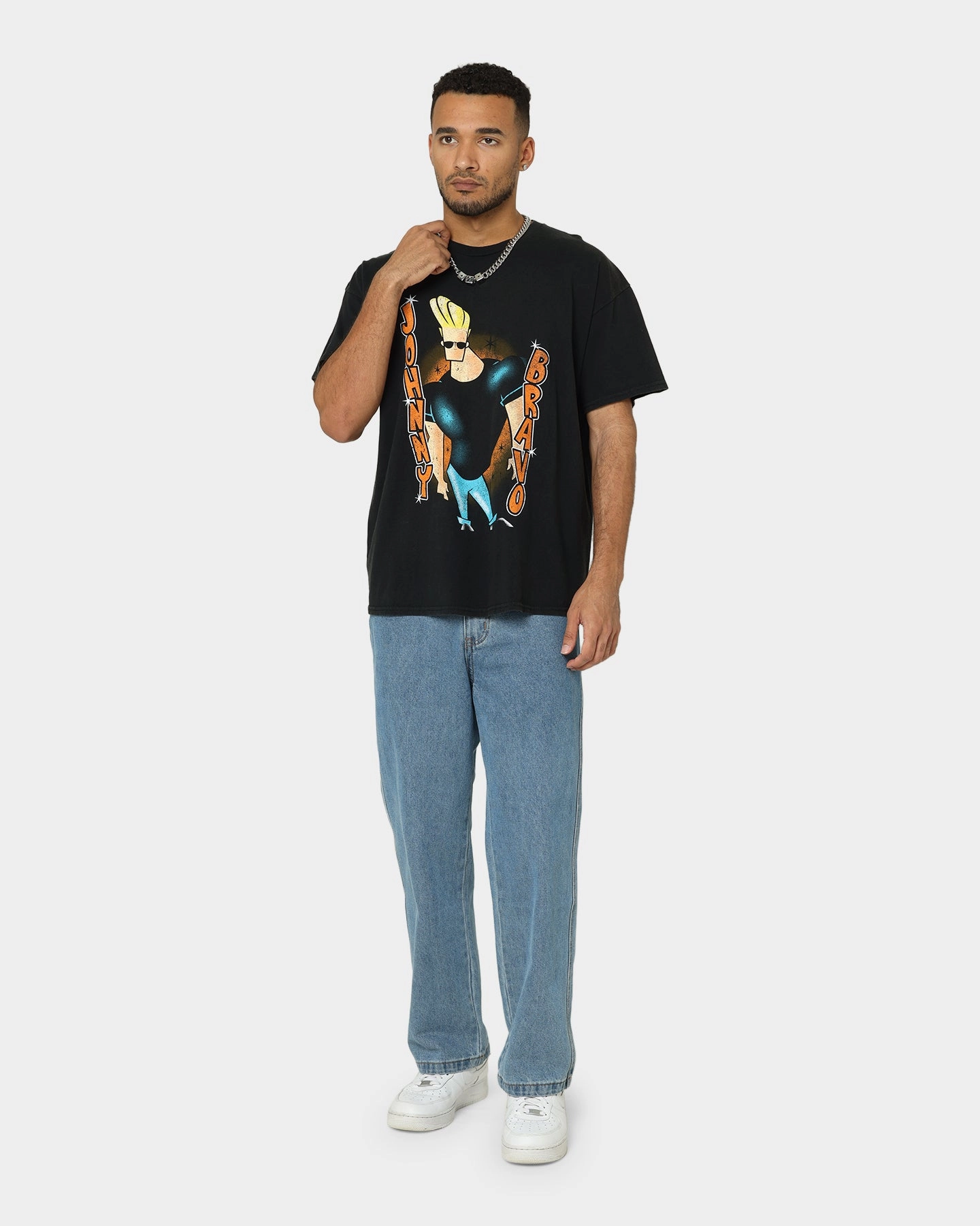American Thrift X Johnny Bravo Man. I'm Pretty Vintage T-Shirt Black Wash