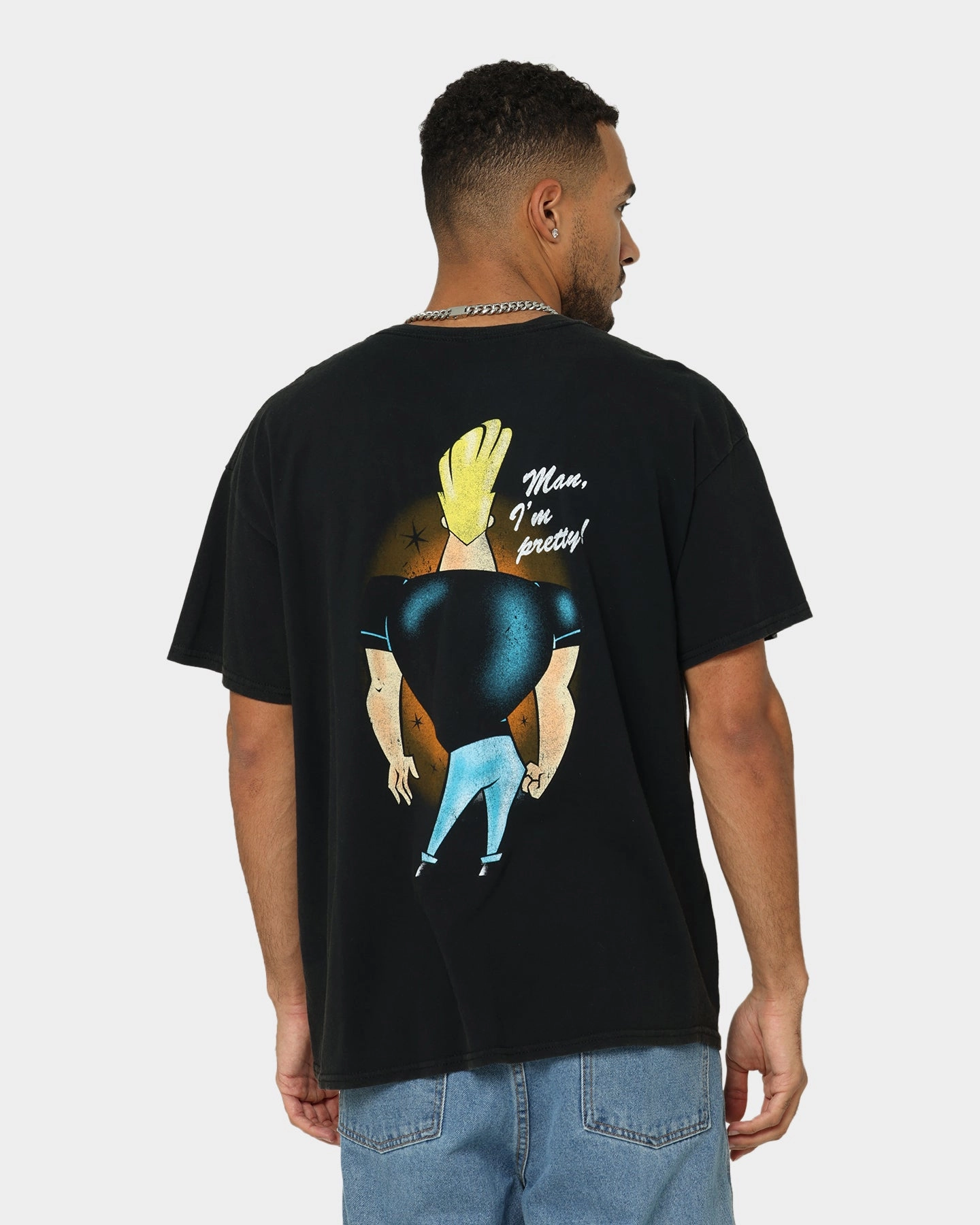 American Thrift X Johnny Bravo Man. I'm Pretty Vintage T-Shirt Black Wash