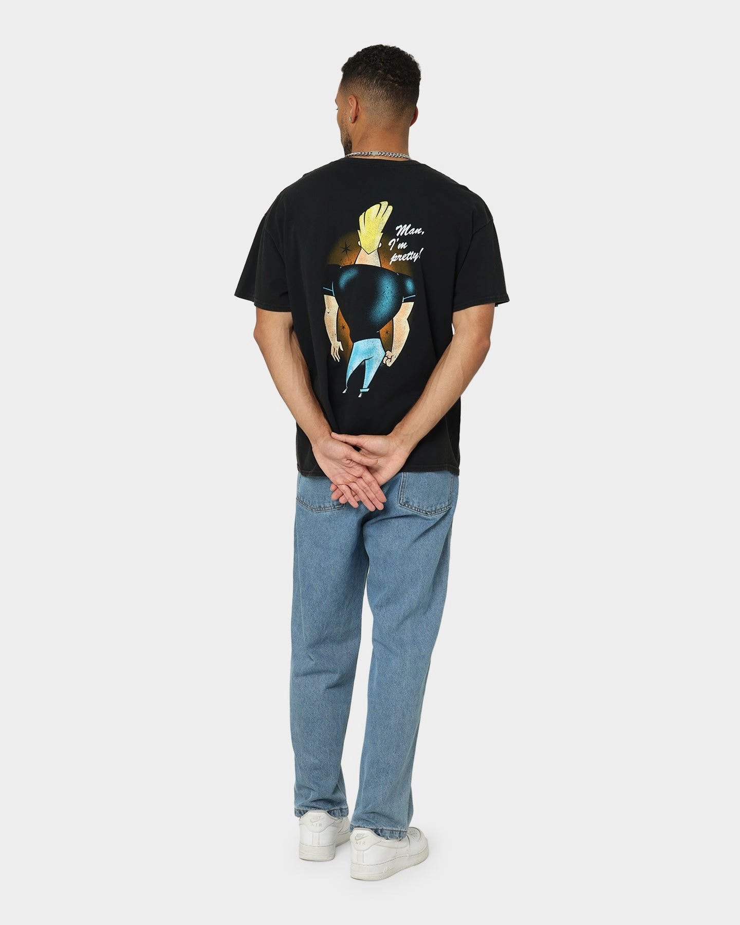 American Thrift X Johnny Bravo Man. I'm Pretty Vintage T-Shirt Black Wash
