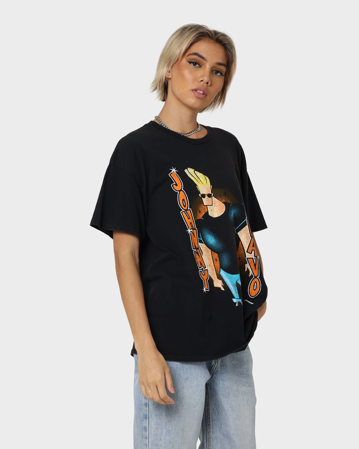 American Thrift X Johnny Bravo Man. I'm Pretty Vintage T-Shirt Black Wash