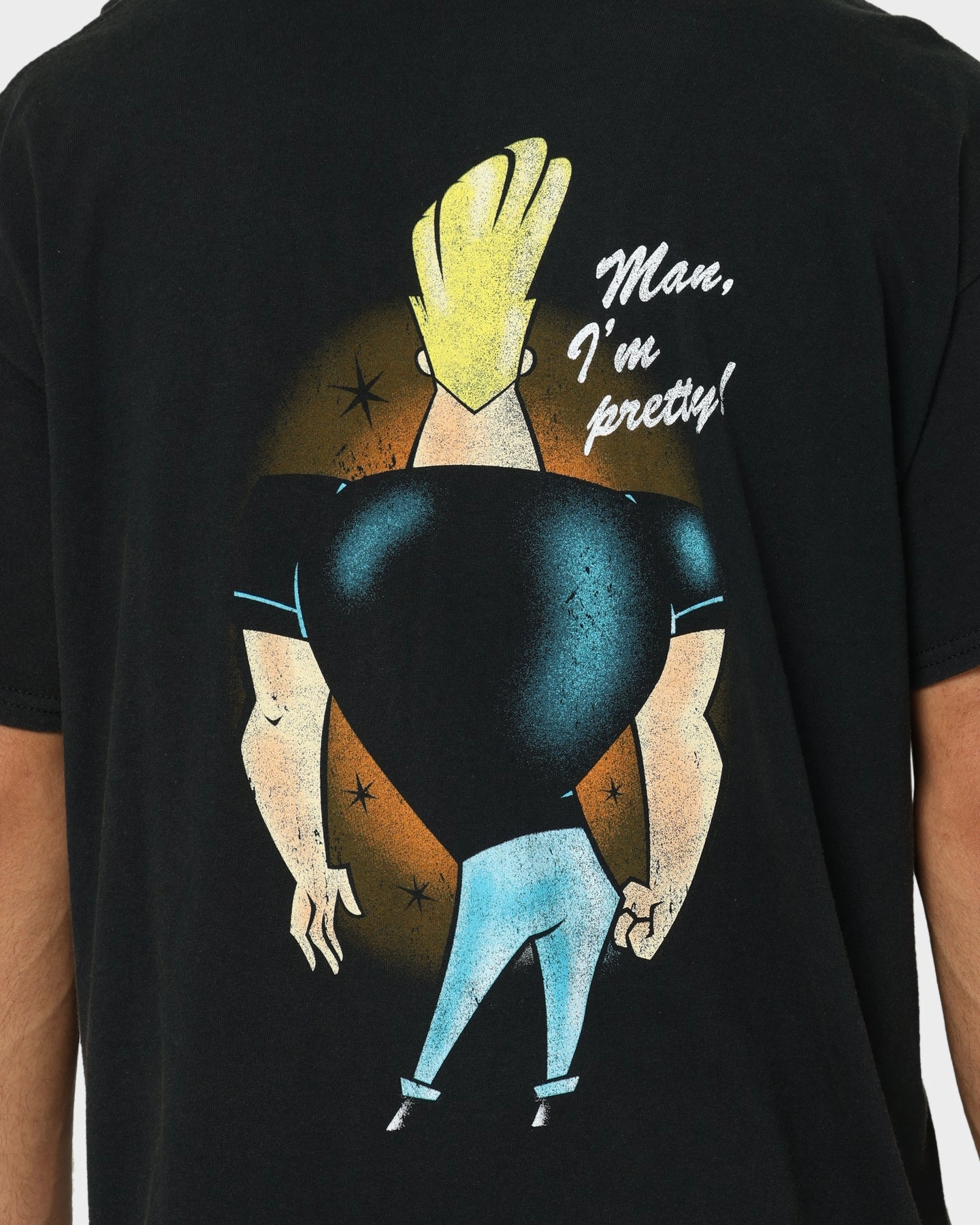 American Thrift X Johnny Bravo Man. I'm Pretty Vintage T-Shirt Black Wash