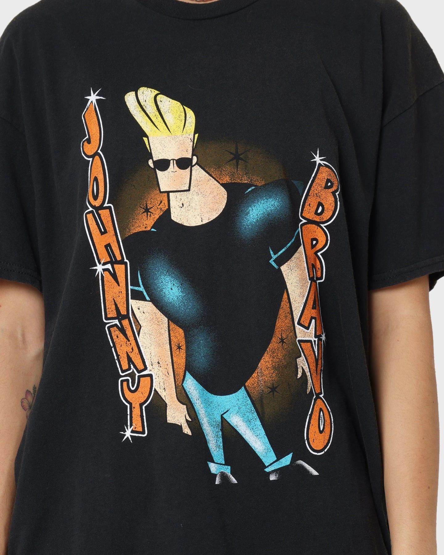 American Thrift X Johnny Bravo Man. I'm Pretty Vintage T-Shirt Black Wash