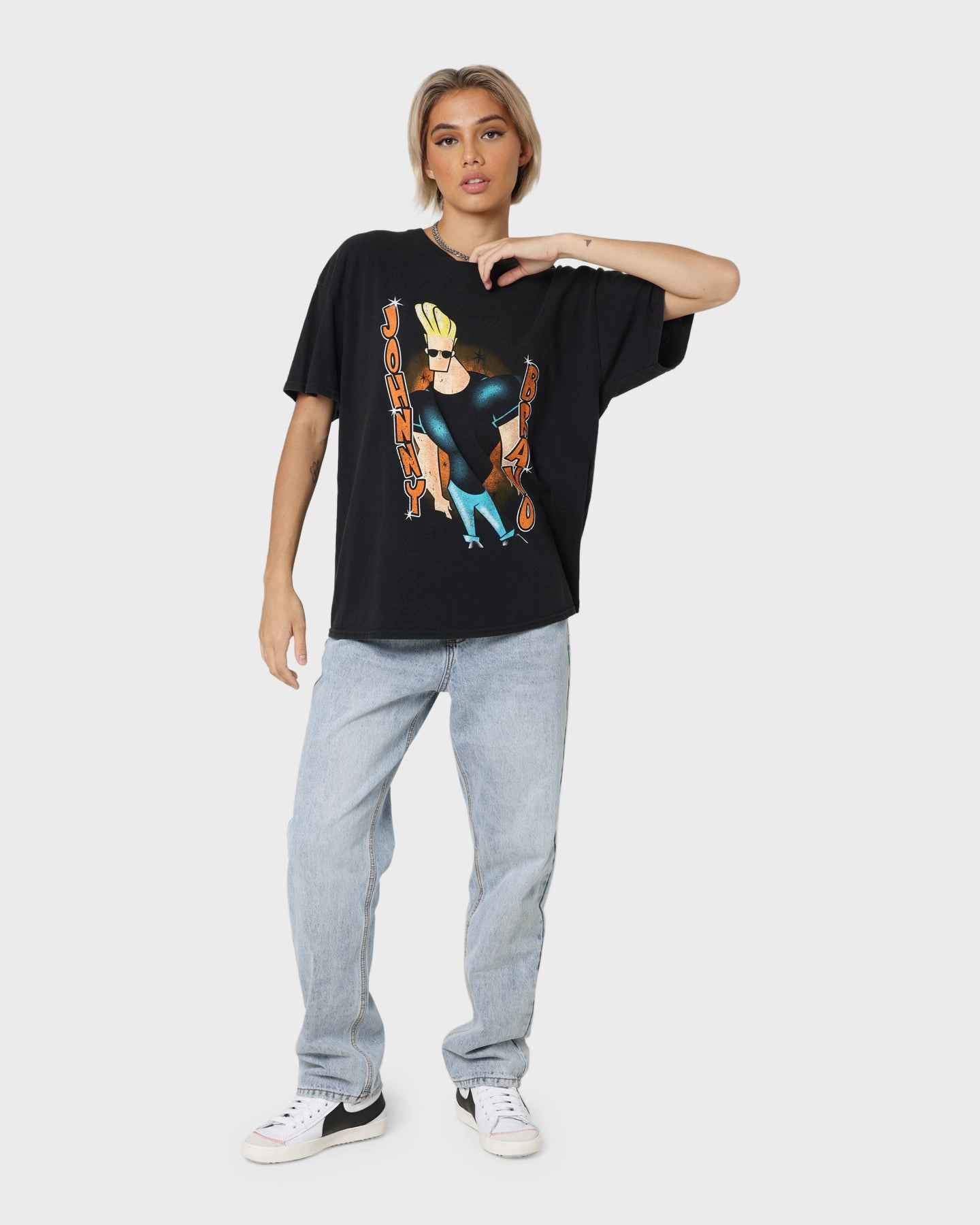 American Thrift X Johnny Bravo Man. I'm Pretty Vintage T-Shirt Black Wash
