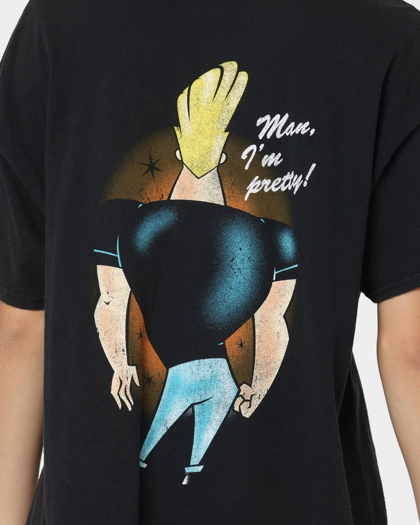 American Thrift X Johnny Bravo Man. I'm Pretty Vintage T-Shirt Black Wash