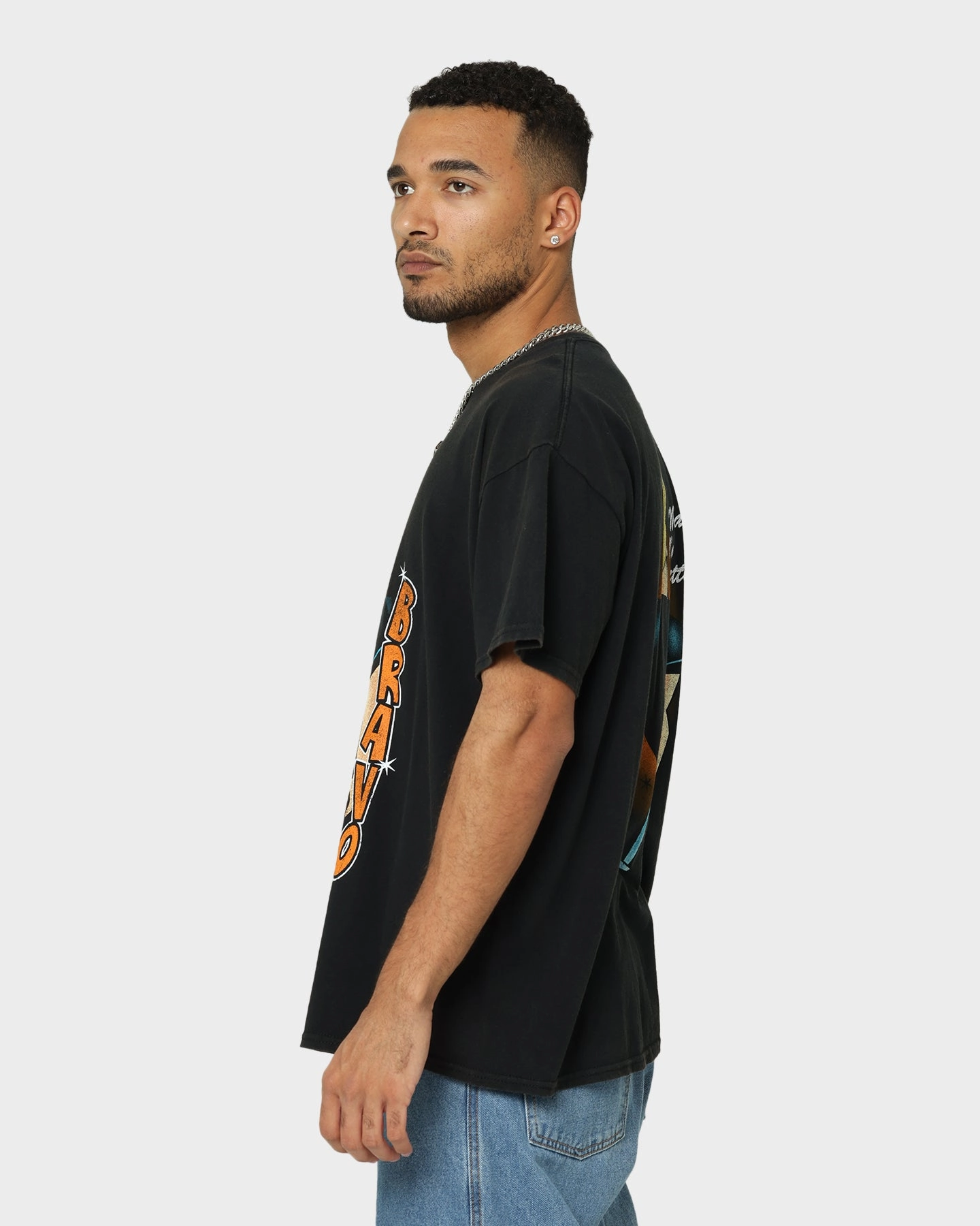 American Thrift X Johnny Bravo Man. I'm Pretty Vintage T-Shirt Black Wash