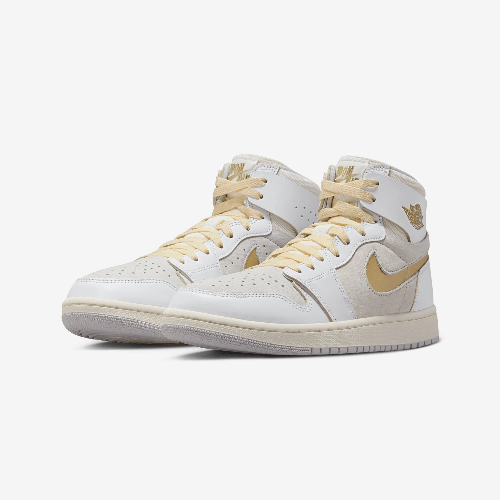 Jordan | AIR JORDAN 1 ZOOM CMFT 2  { WHITE/METALLIC GOLD-NEUTRAL GREY