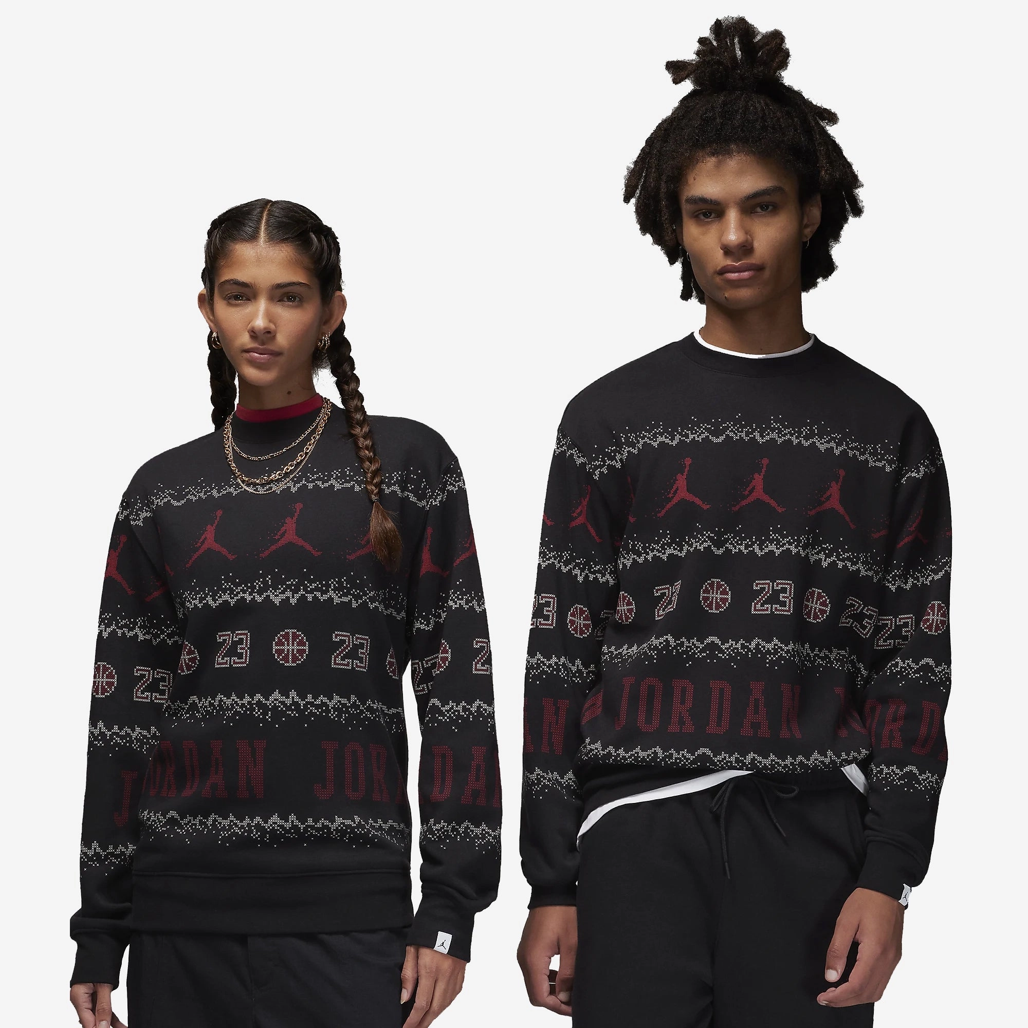 Jordan | ESSENTIALS HOLIDAY FLEECE CREW  { BLACK