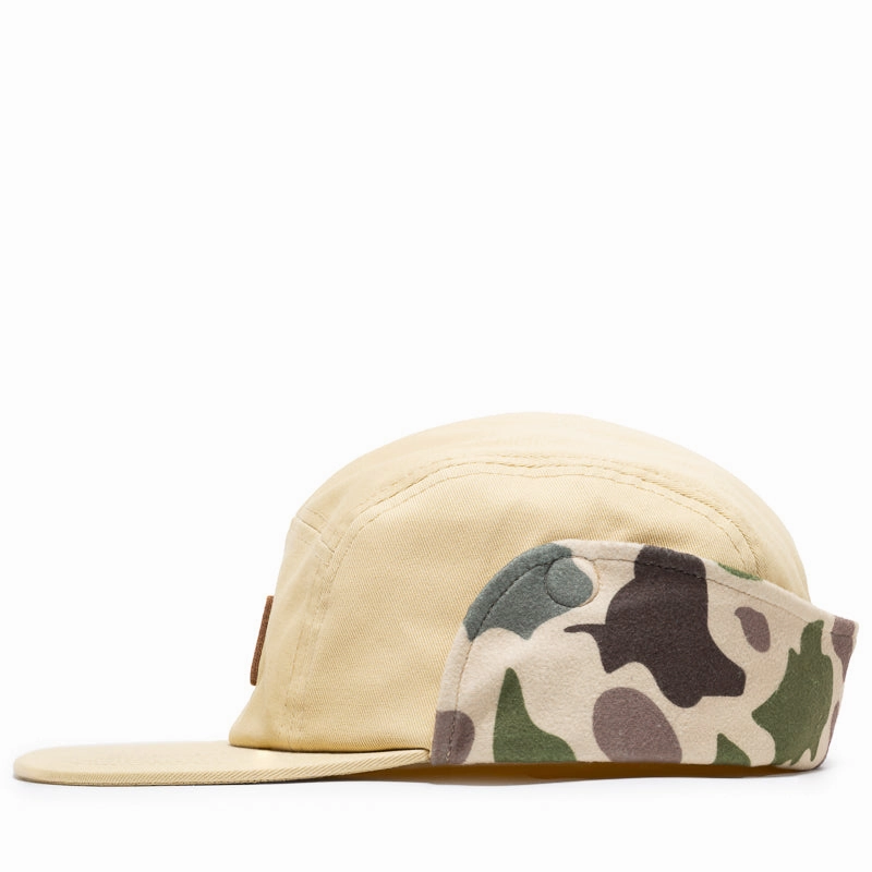 Malbon Golf Blind Ear Flap 5 Panel Hat - Sand