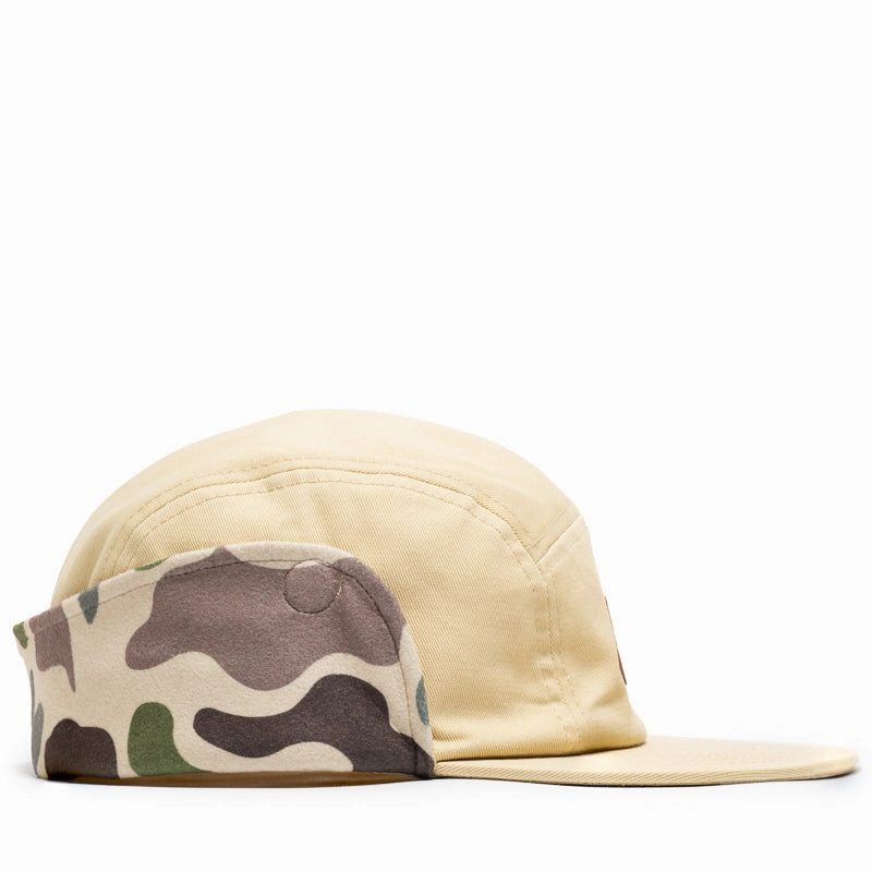 Malbon Golf Blind Ear Flap 5 Panel Hat - Sand
