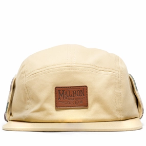 Malbon Golf Blind Ear Flap 5 Panel Hat - Sand