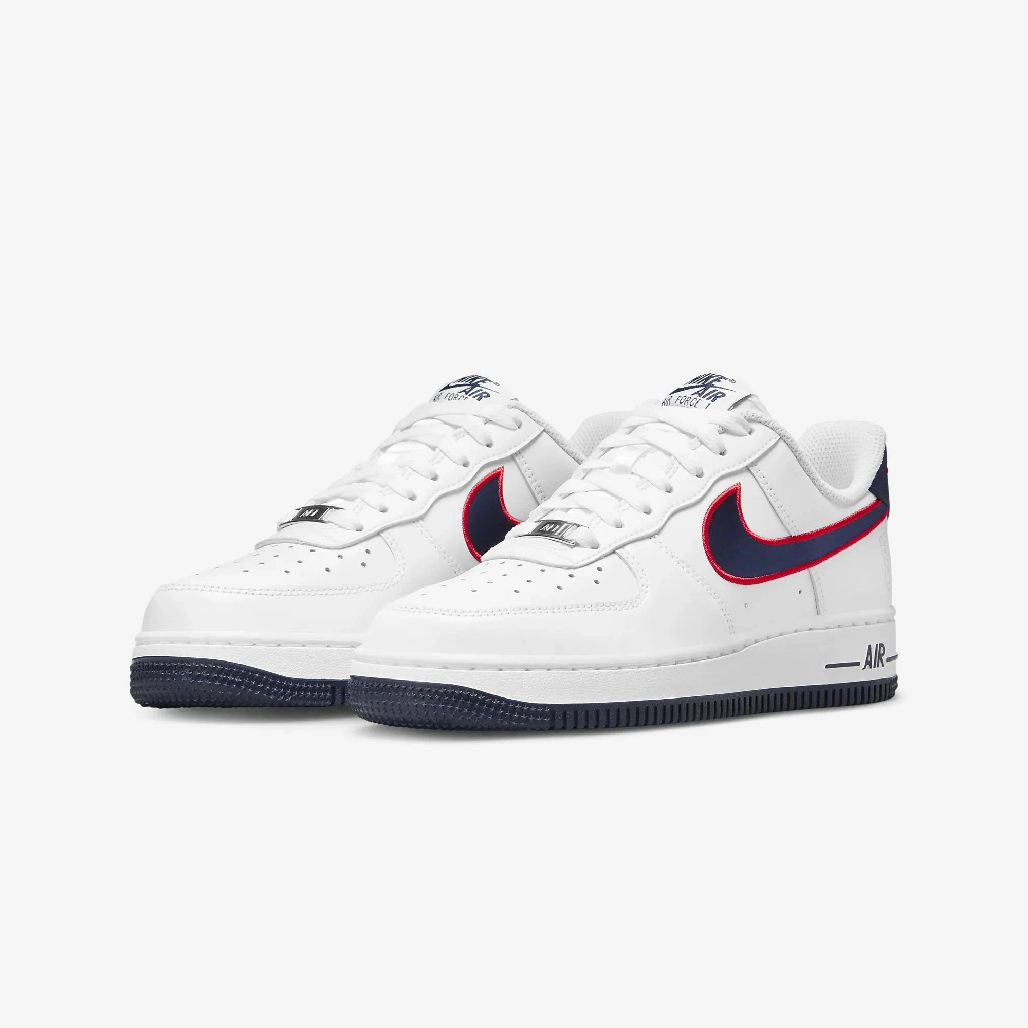 Nike | AIR FORCE 1 '07 { WHITE/OBSIDIAN-UNIVERSITY RED-WOLF GREY