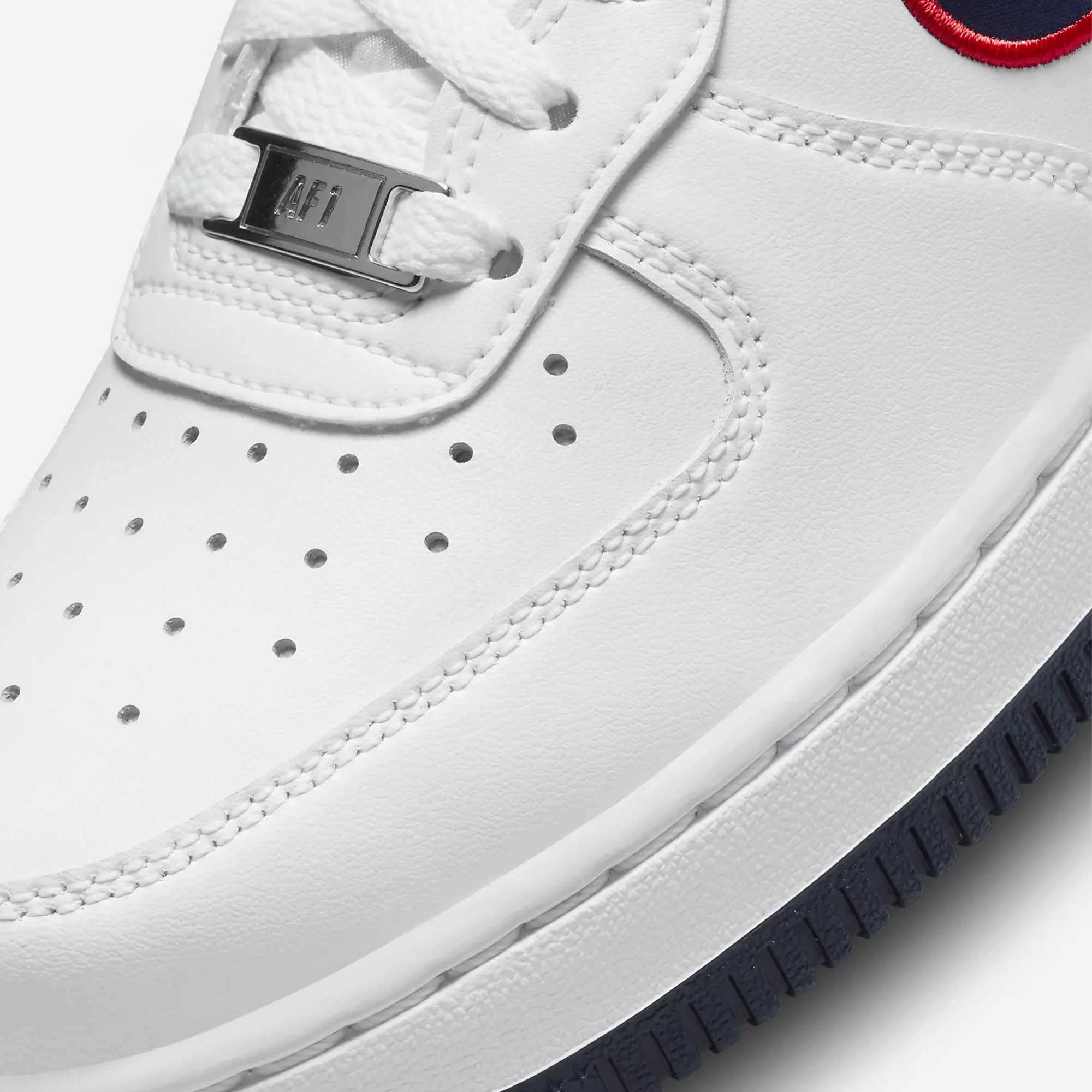 Nike | AIR FORCE 1 '07 { WHITE/OBSIDIAN-UNIVERSITY RED-WOLF GREY