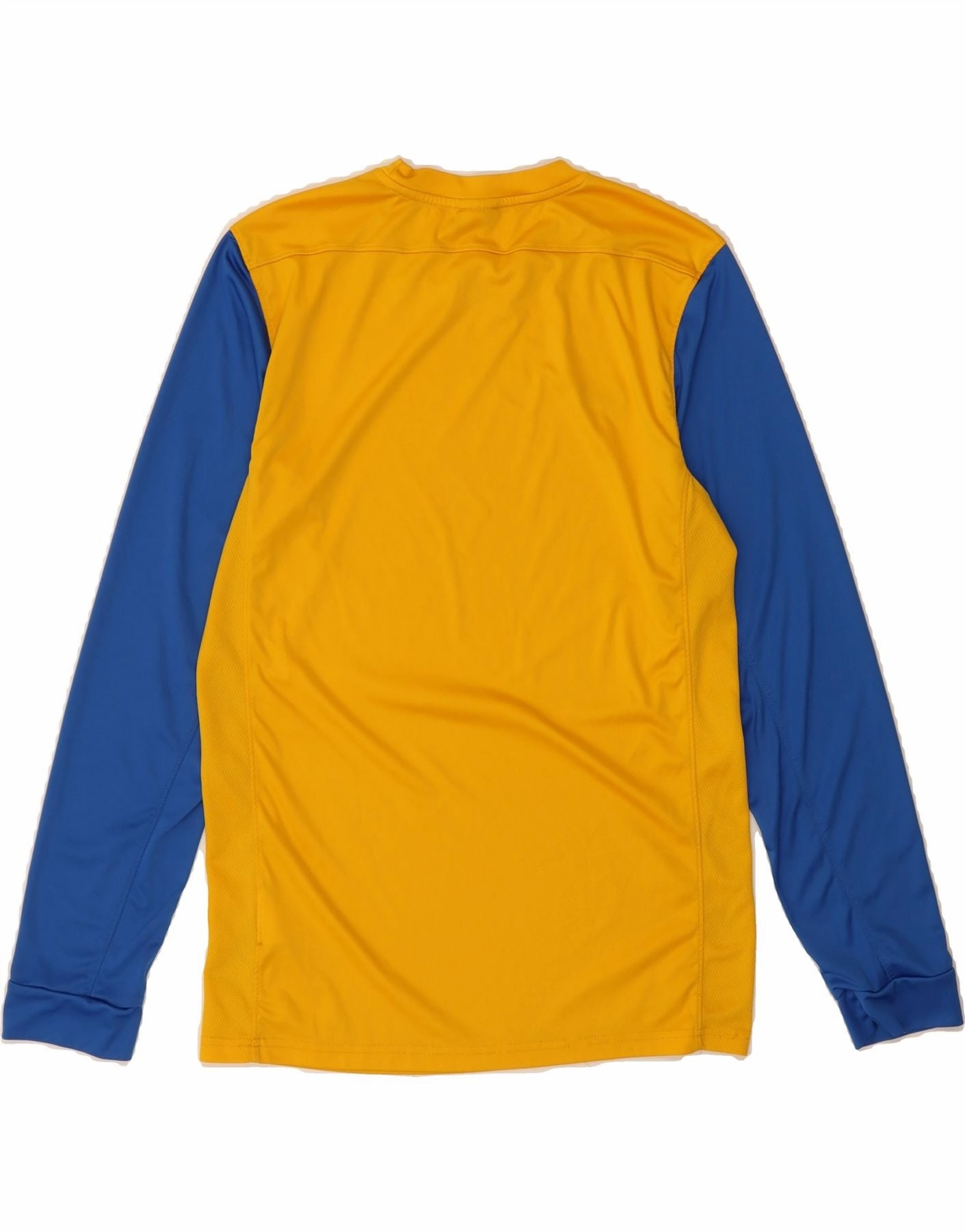 NIKE Mens Dri Fit Top Long Sleeve Small Yellow Colourblock Polyester