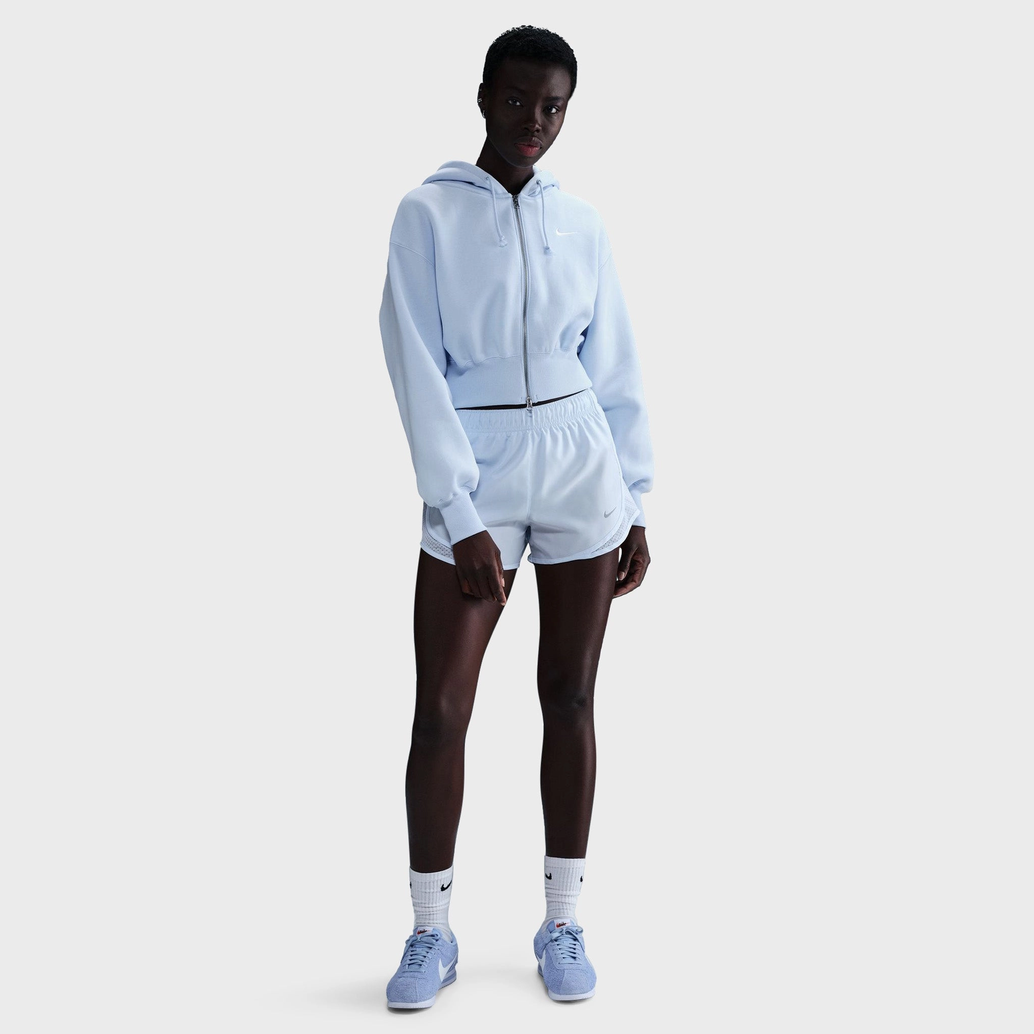 Nike Sportswear Women's Phoenix Fleece Loose Crop Full Zip Hoodie Blue Tint / Sail