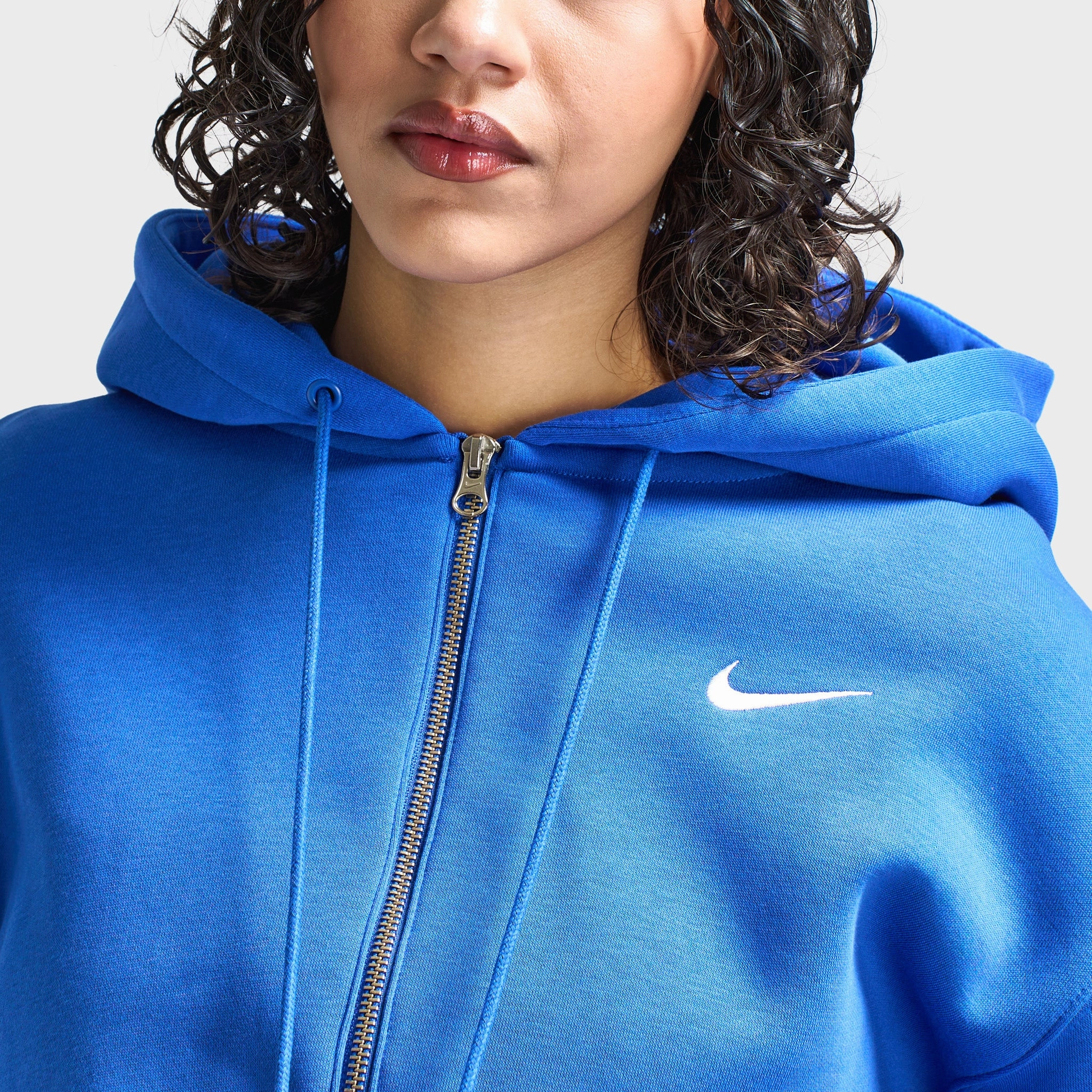 Nike Sportswear Women's Phoenix Fleece Loose Crop Full-Zip Hoodie Game Royal / Sail