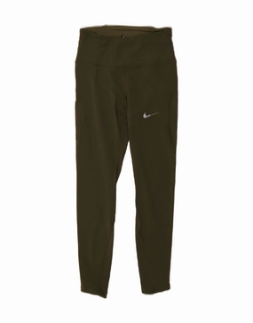 NIKE Womens Dri Fit Leggings UK 4 XS  Green Polyester