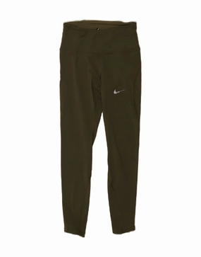 NIKE Womens Dri Fit Leggings UK 4 XS  Green Polyester