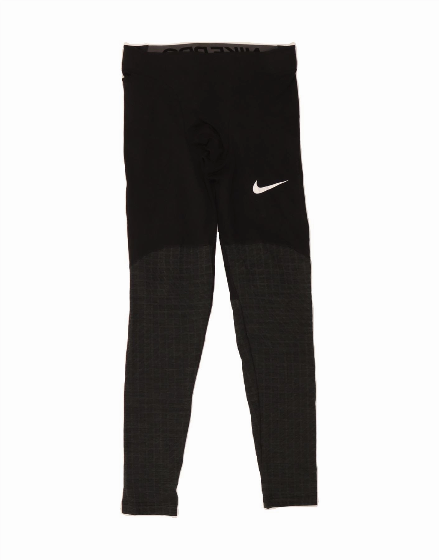 NIKE Womens Graphic Leggings UK 12 Medium Black Colourblock Polyester