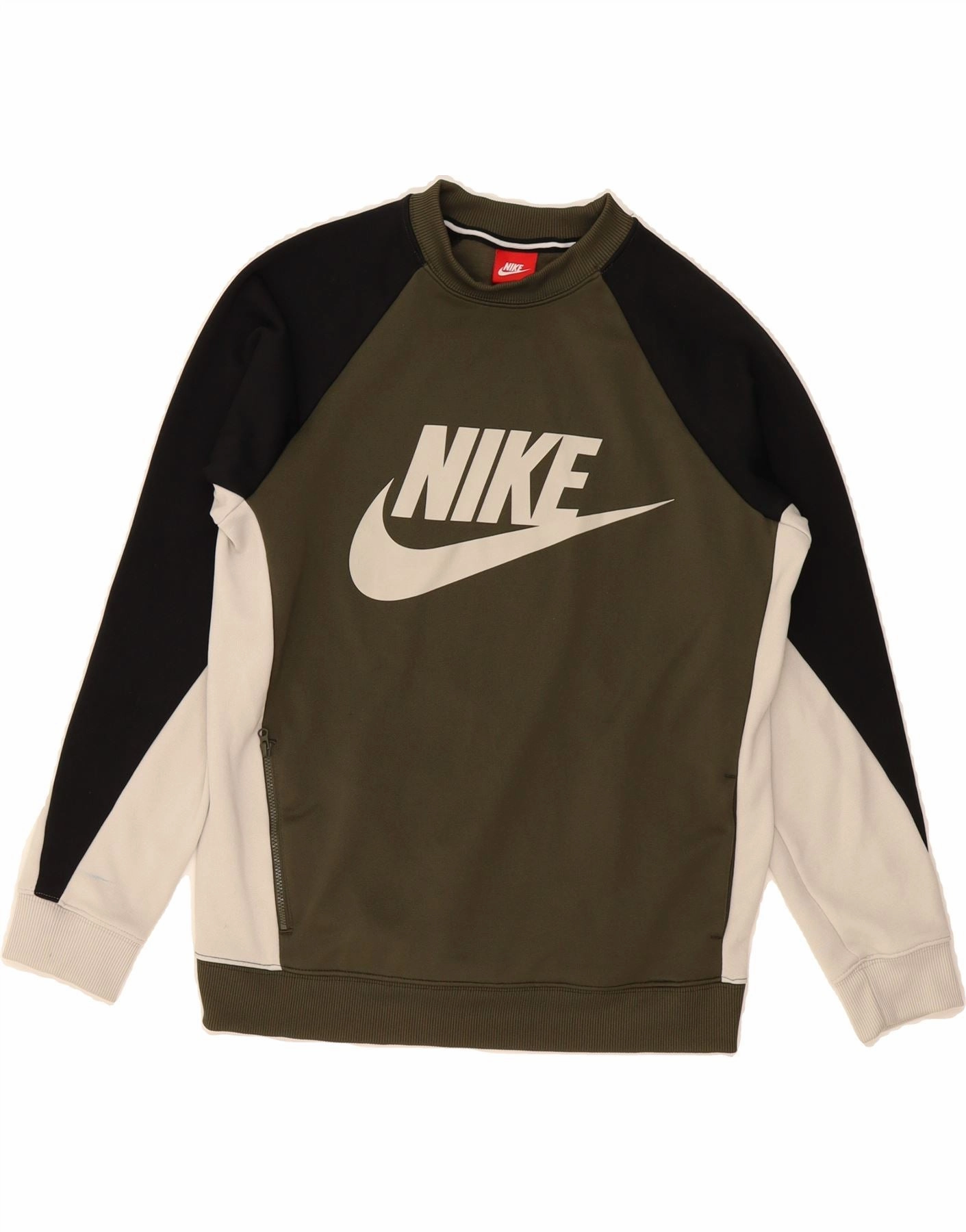 NIKE Womens Graphic Sweatshirt Jumper UK 10 Small Green Colourblock