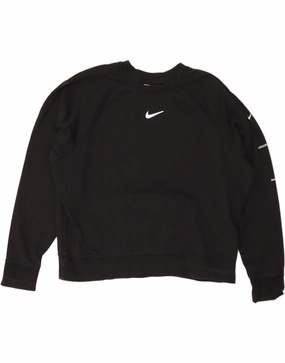 NIKE Womens Oversized Crop Graphic Sweatshirt Jumper UK 18 XL Black Cotton