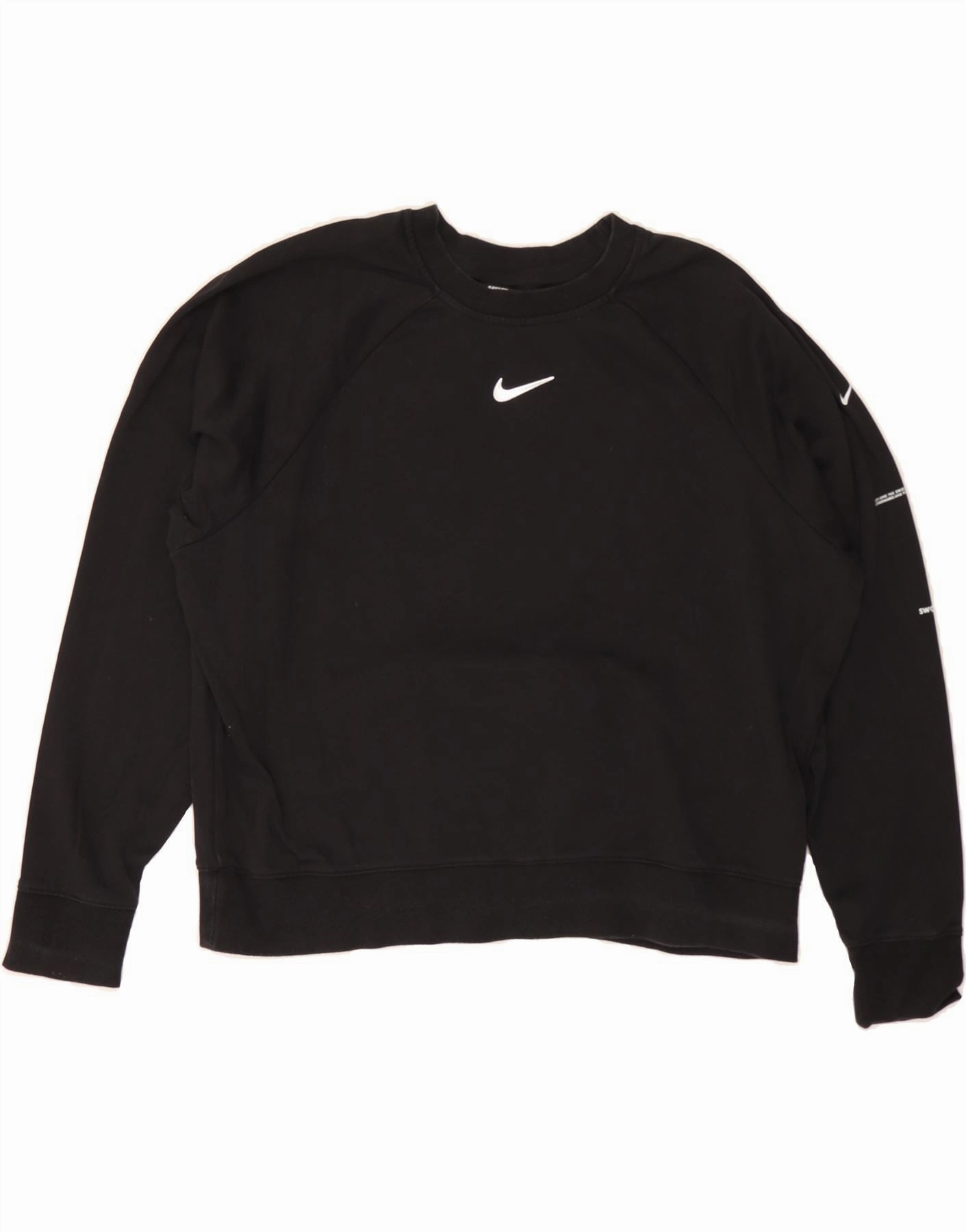 NIKE Womens Oversized Crop Graphic Sweatshirt Jumper UK 18 XL Black Cotton