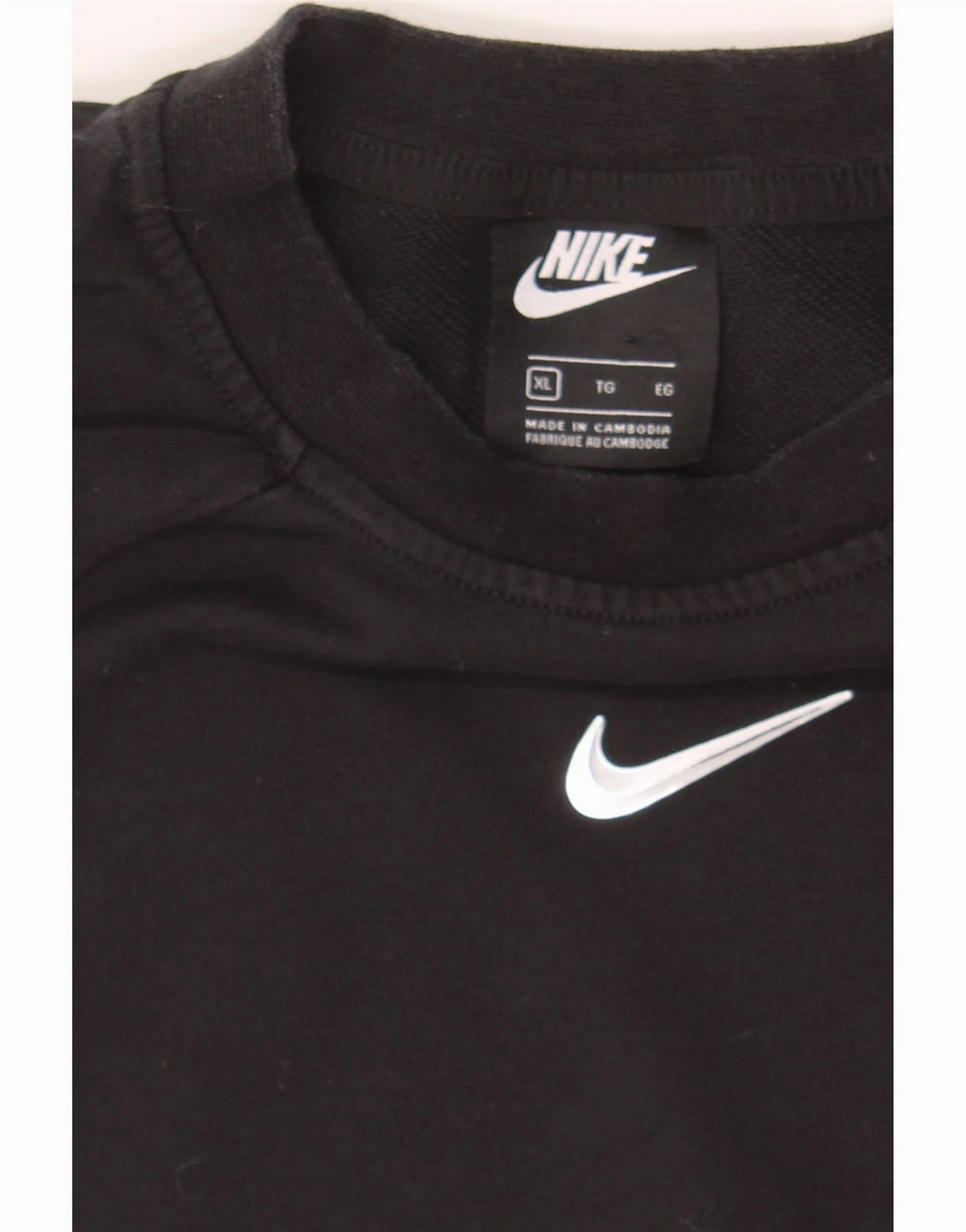NIKE Womens Oversized Crop Graphic Sweatshirt Jumper UK 18 XL Black Cotton