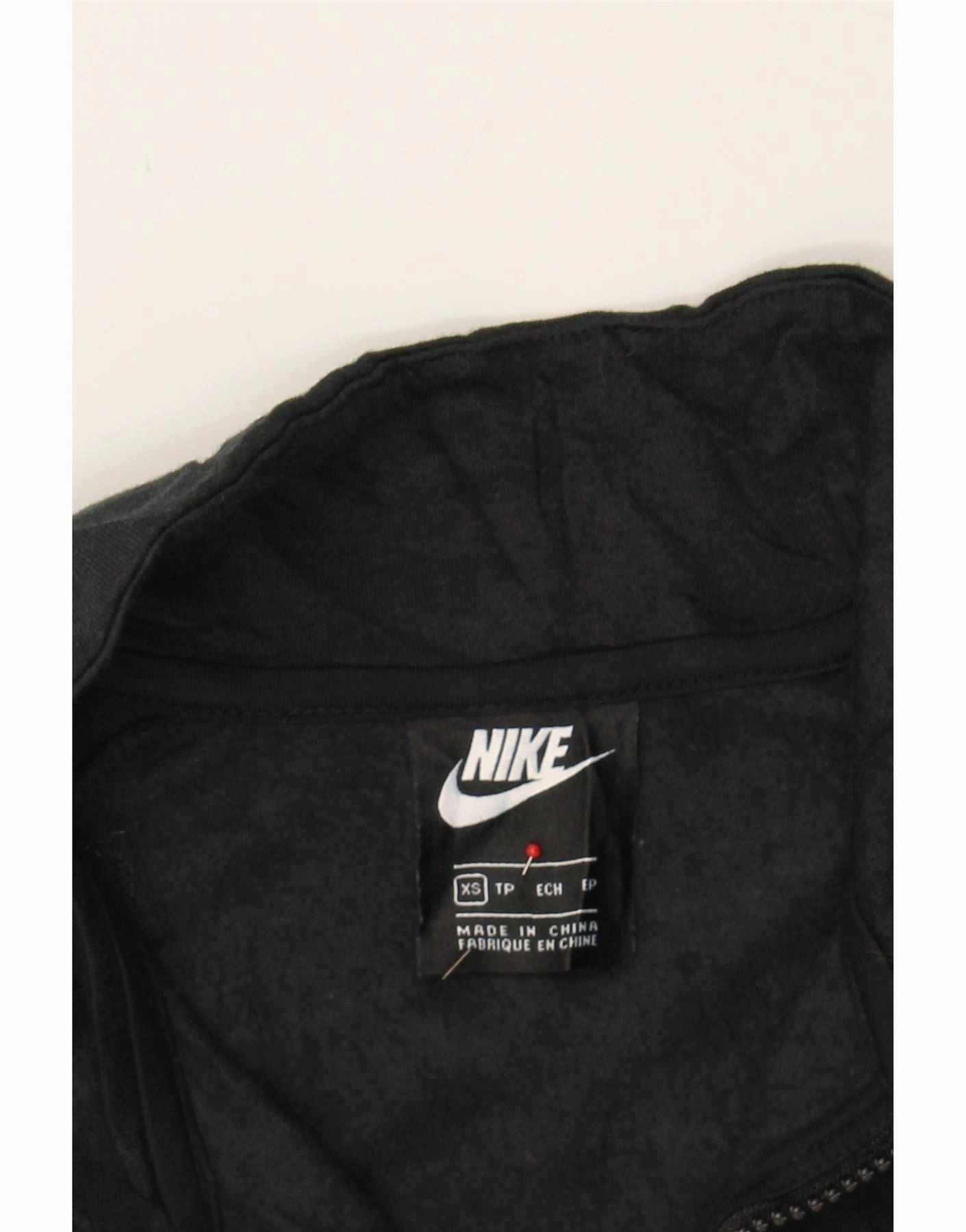 NIKE Womens Oversized Crop Zip Neck Sweatshirt Jumper UK 6 XS Black