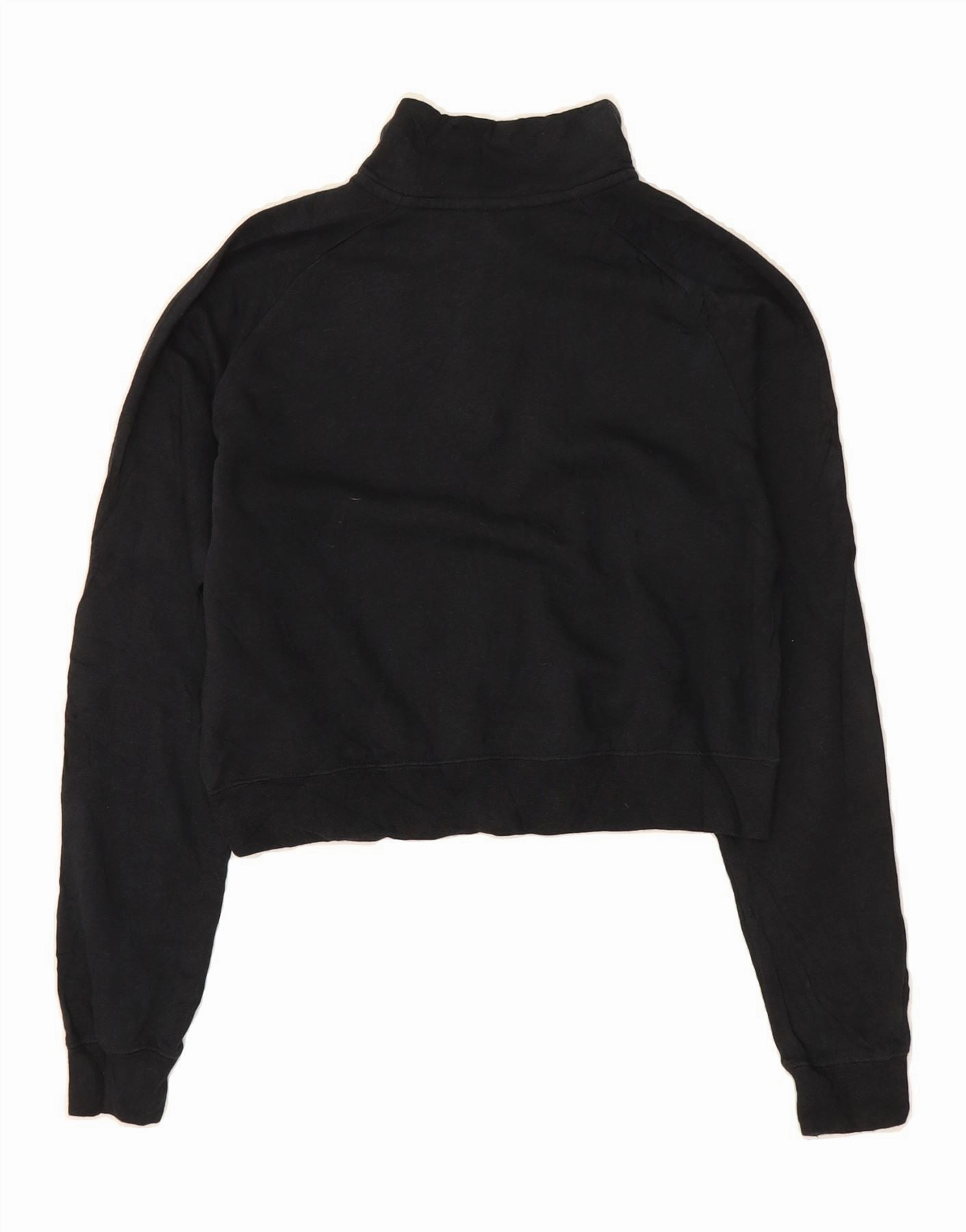 NIKE Womens Oversized Crop Zip Neck Sweatshirt Jumper UK 6 XS Black