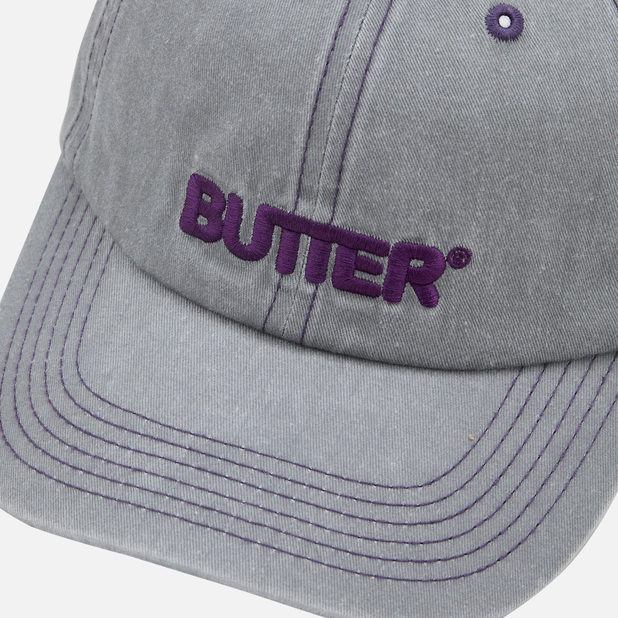 Rounded Logo 6 Panel Cap Washed Grey