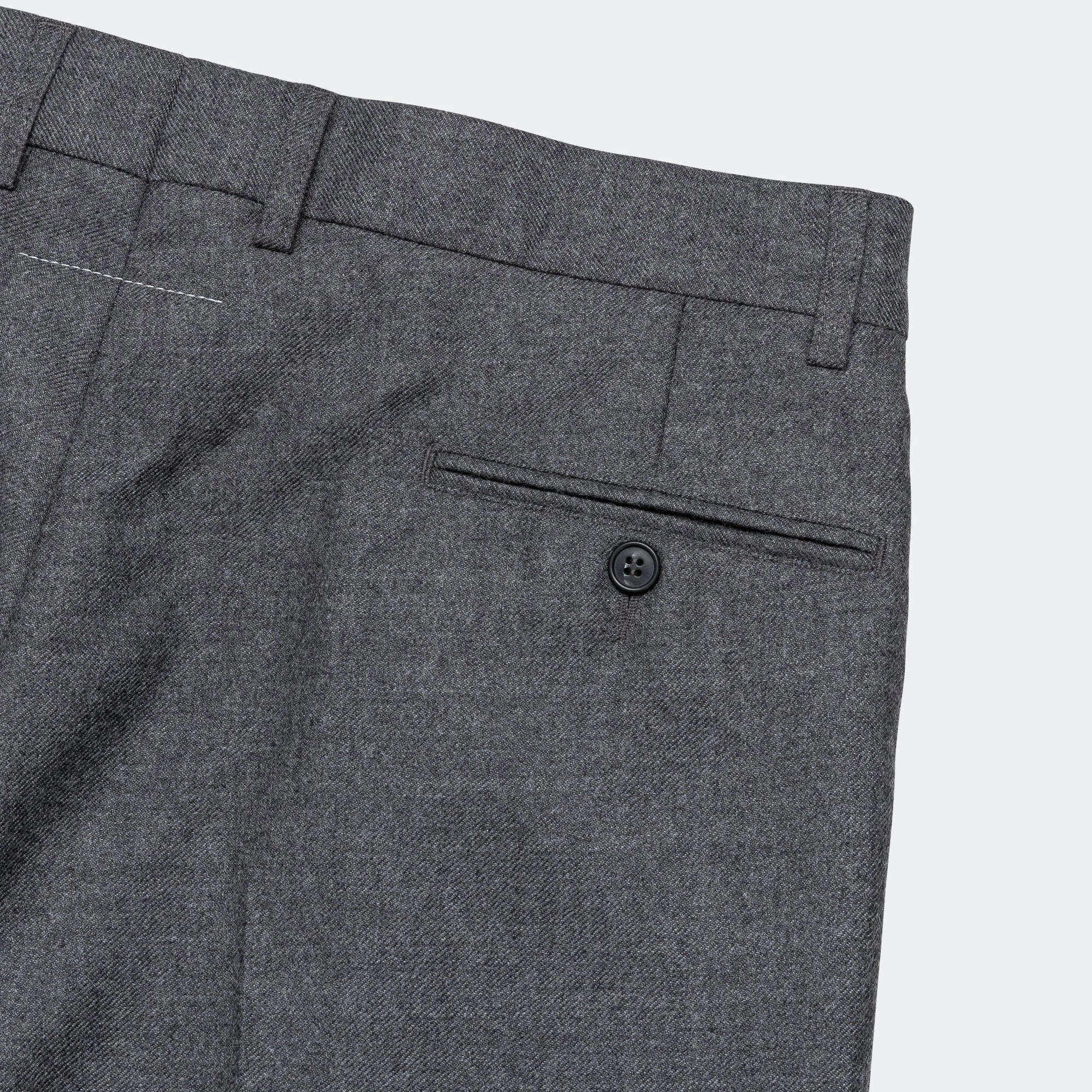 Tailored Wool Trousers - Dark Grey Melange