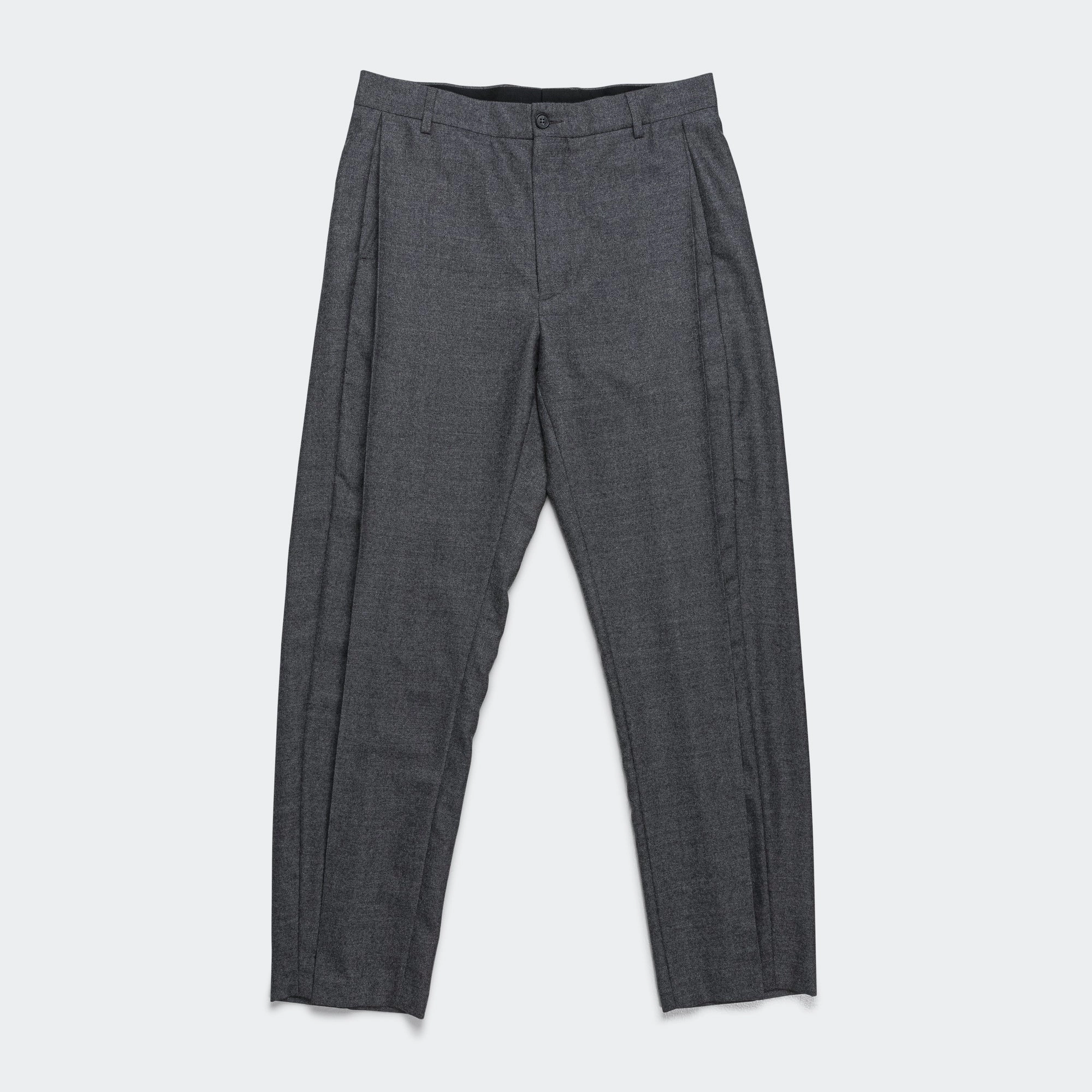 Tailored Wool Trousers - Dark Grey Melange